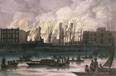 Ansicht eines Feuers im Whitehall Palace